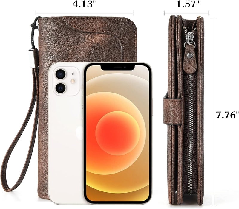 Bostanten Leather Wallet for Women RFID Blocking Zip Around Credit Cards Holder Phone Clutch - Image 4